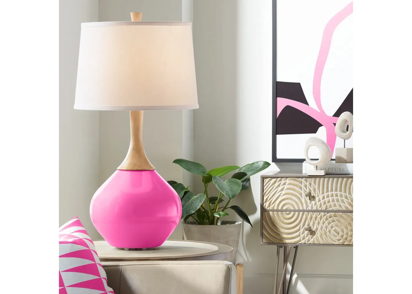 Color Plus Wexler Fuchsia Pink Modern Table Lamp